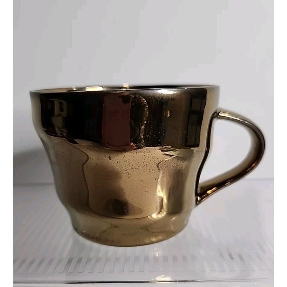 Starbucks Metallic Bronze Gold Hammered Ceramic Coffee Mug 12oz 2013 Cup